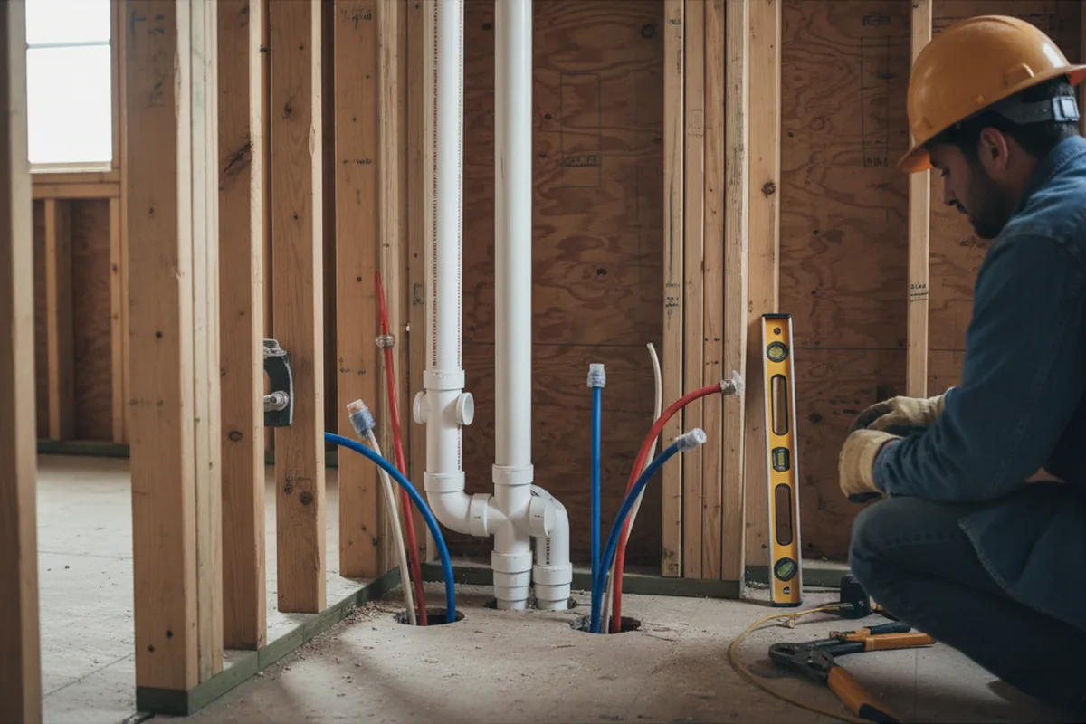 Drain and supply rough-in during Drain Cleaning in Renton