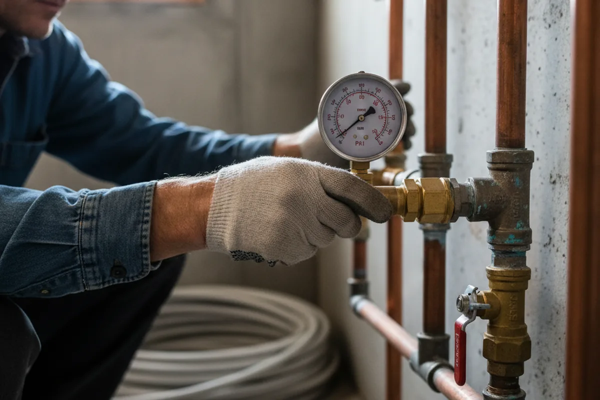 Pressure testing a repaired line during Water Line Repair in Renton